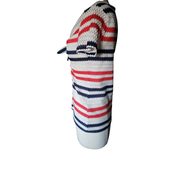 Guess Y2K Crochet Top Womens M Red White Blue Nautical Americana Tie Front Beach - Picture 2 of 9